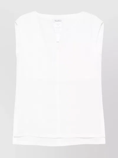 Max Mara Sleeveless Top With Cap Sleeves And Side Slits In White