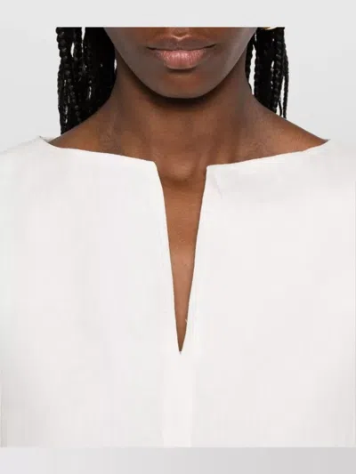 Max Mara Sleeveless Top With Cap Sleeves And Side Slits In White