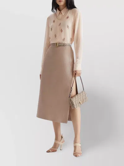 Fendi Women Georgette Top With Rhinestones And Sequins Embroidery In Multi