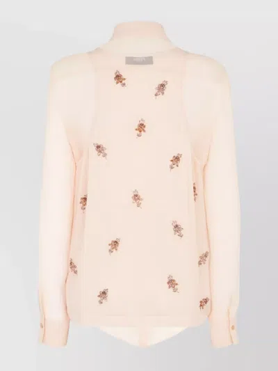 Fendi Women Georgette Top With Rhinestones And Sequins Embroidery In Multi