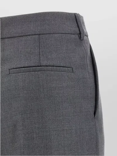 Valentino Wide Leg Wool Pants Featuring Pockets In Gray