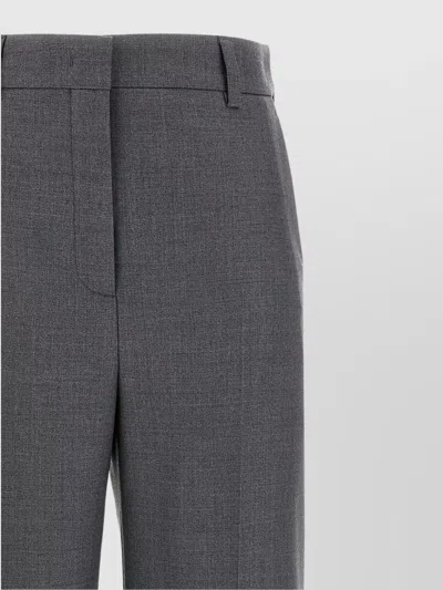 Valentino Wide Leg Wool Pants Featuring Pockets In Gray