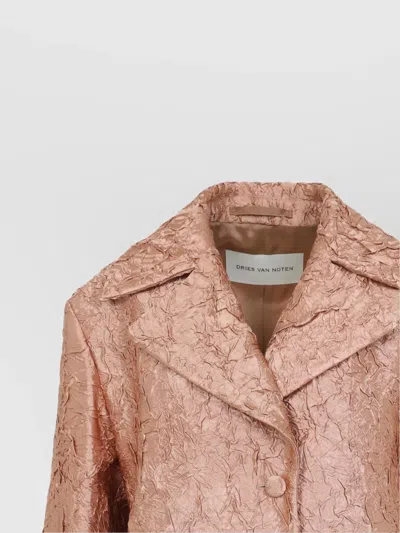 Dries Van Noten Crinkle Effect Single Breasted Coat