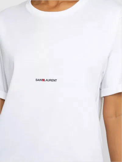 Saint Laurent Cotton T-shirt With Frontal Iconic Print In White