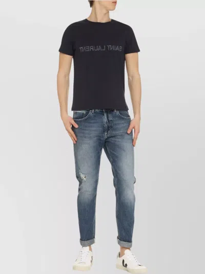 Saint Laurent Reverse Logo T-shirt In Black