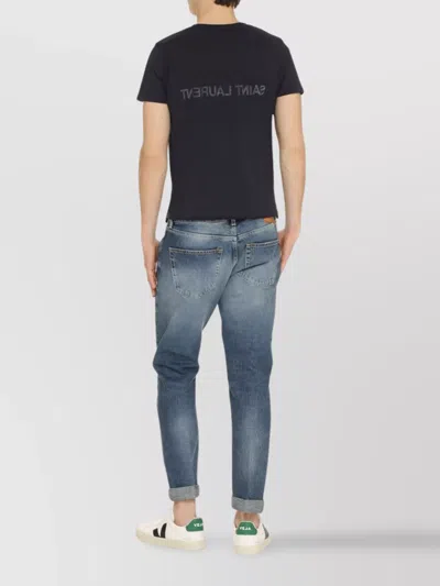 Saint Laurent Reverse Logo T-shirt In Black