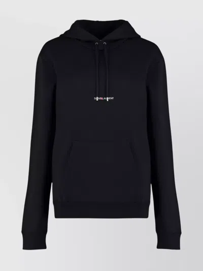 Saint Laurent Black Logo-print Cotton Hoodie