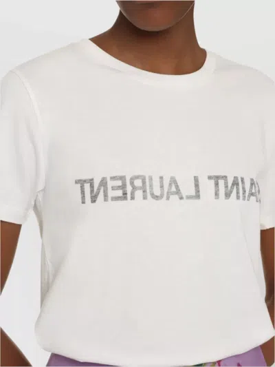 Saint Laurent Reverse Logo T-shirt In White