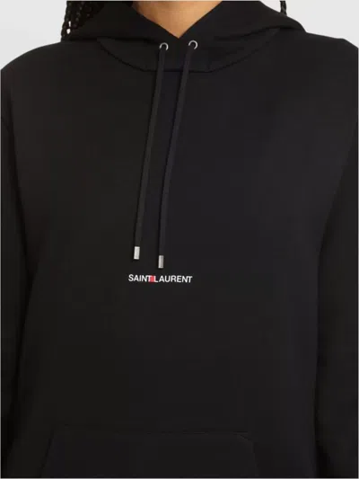 Saint Laurent Black Logo-print Cotton Hoodie