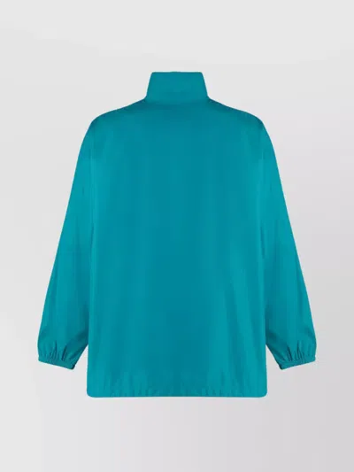 Balenciaga Windbreaker Logo Jacket In Turquoise
