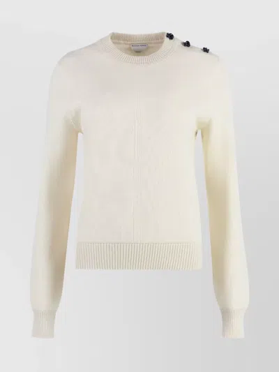 Bottega Veneta Rib Wool Sweater With Knot Detail In Neutral