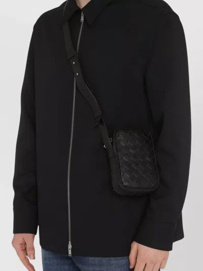 Bottega Veneta Leather Messenger Bag Intrecciato Motif
