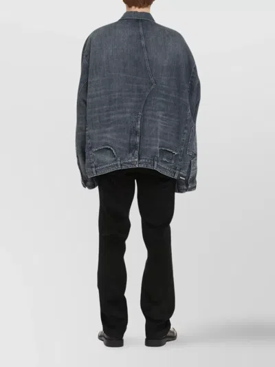 Balenciaga Jacket Denim Multiple Pockets In Blue