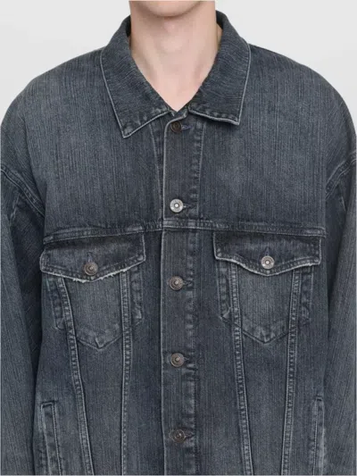 Balenciaga Jacket Denim Multiple Pockets In Blue
