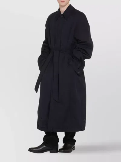 Balenciaga Cotton Car Coat In Blue