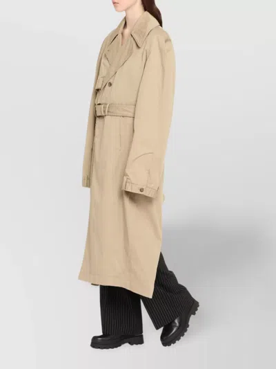 Balenciaga Trench Coat Belted Back Vent In Desert Beige