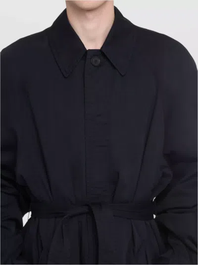 Balenciaga Cotton Car Coat In Blue