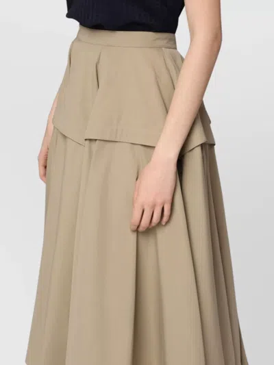 Bottega Veneta Flared Waist Layered Midi Ruffle Skirt In Brown