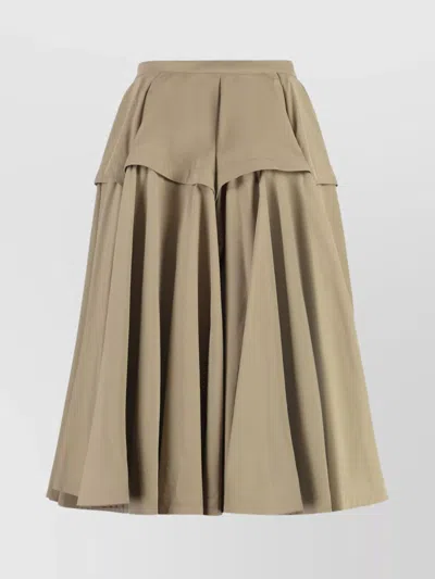 Bottega Veneta Flared Waist Layered Midi Ruffle Skirt In Brown