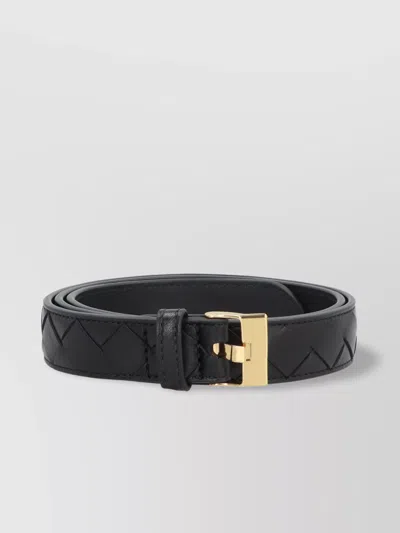 Bottega Veneta Nappa Leather Woven Belt In Black