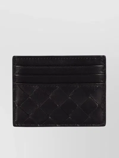 Bottega Veneta Intricately Woven Black Card Holder With Six Slots