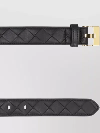 Bottega Veneta Nappa Leather Woven Belt In Black
