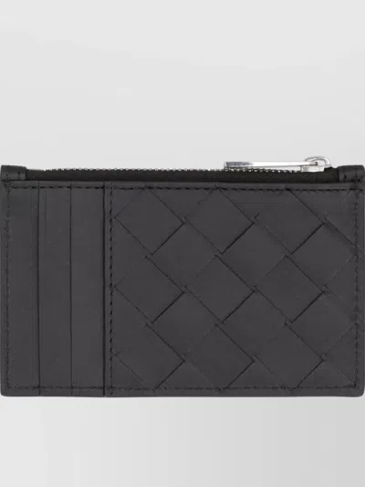 Bottega Veneta Intracciato Pattern Card Holder In Black