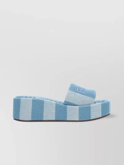 Fendi Sunshine Slide In Blue Denim-effect Jacquard In Animal Print