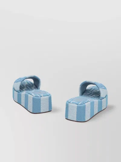 Fendi Sunshine Slide In Blue Denim-effect Jacquard In Animal Print