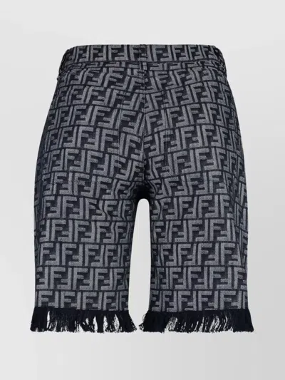 Fendi Men Ff Denim Bermuda Shorts In Gray