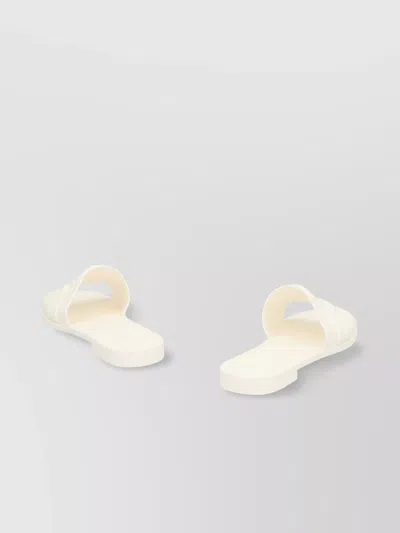 Moncler Flat Rubber Sole Slides In White