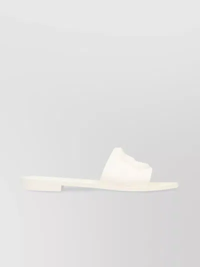 Moncler Flat Rubber Sole Slides In White