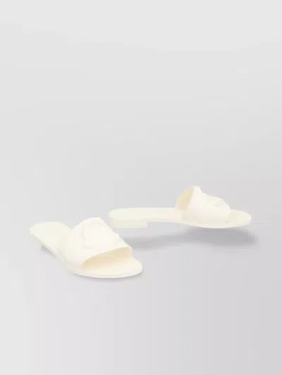 Moncler Flat Rubber Sole Slides In White