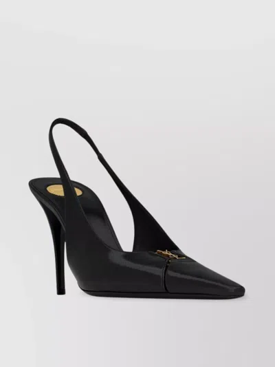 Saint Laurent Women Babylone Breteuil Open Back Pump In Smooth Leather In Black