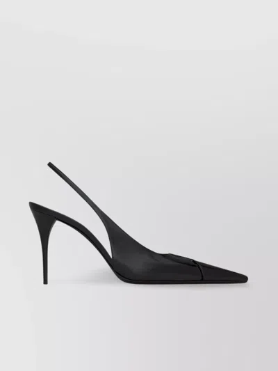 Saint Laurent Women Babylone Breteuil Open Back Pump In Smooth Leather In Black