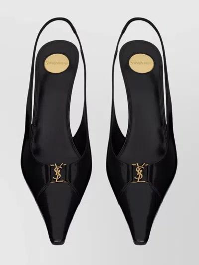 Saint Laurent Women Babylone Breteuil Open Back Pump In Smooth Leather In Black