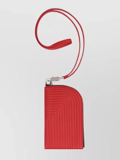 Rick Owens Quilted Calf Leather Wallet With Removable Strap In Red