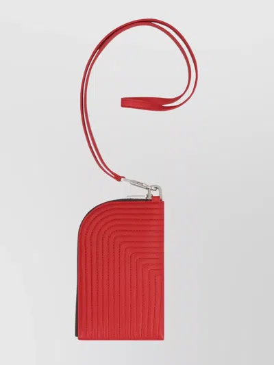 Rick Owens Quilted Calf Leather Wallet With Removable Strap In Red