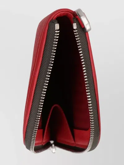 Rick Owens Quilted Calf Leather Wallet With Removable Strap In Red