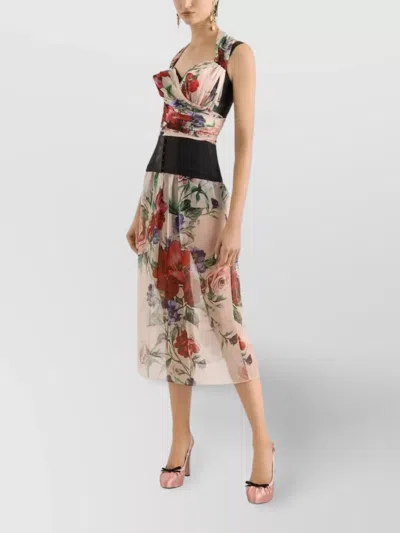 Dolce & Gabbana Flower Print Marquisette And Chiffon Bustier Top