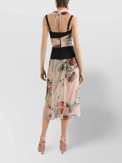 Dolce & Gabbana Flower Print Marquisette And Chiffon Bustier Top