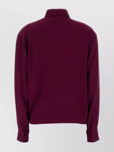 Prada Crepe Grape Blouse Bow Detail In Purple
