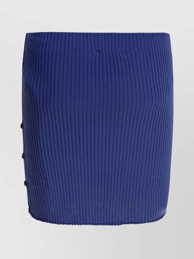 Courrèges Buttoned Light Rib Mini Skirt In Blue