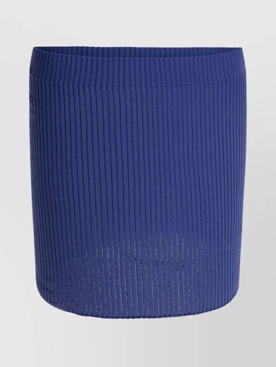 Courrèges Buttoned Light Rib Mini Skirt In Blue