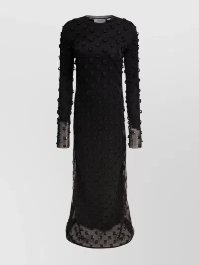 Sportmax Backless Round Neck Dress With Long Sleeves In Black