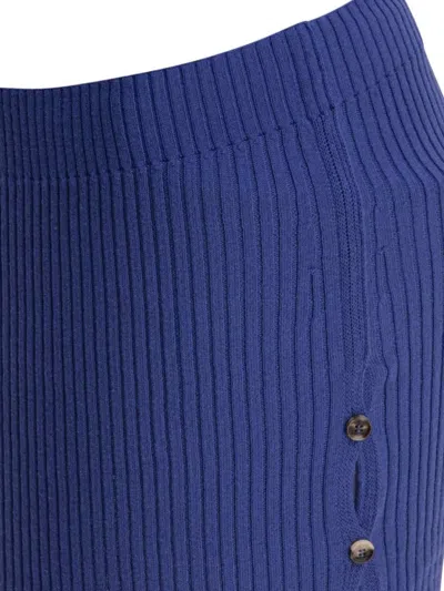 Courrèges Buttoned Light Rib Mini Skirt In Blue
