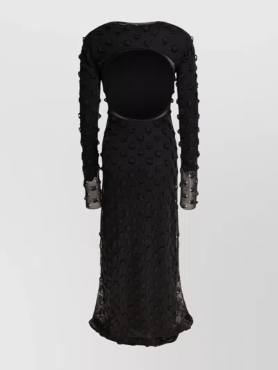 Sportmax Backless Round Neck Dress With Long Sleeves In Black
