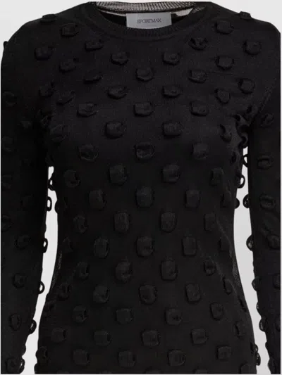 Sportmax Backless Round Neck Dress With Long Sleeves In Black