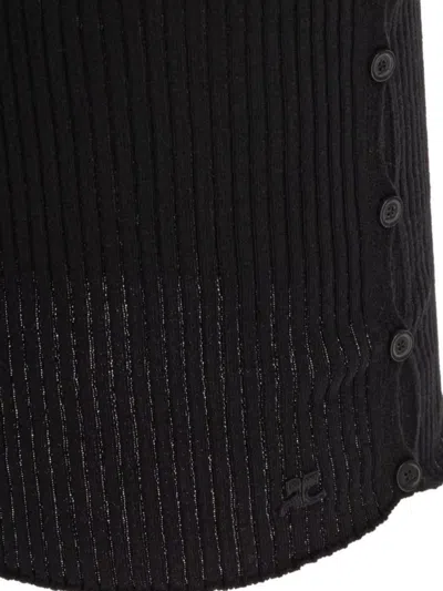 Courrèges Skirts Featuring Button Detailing And Elastic Waistband In Black