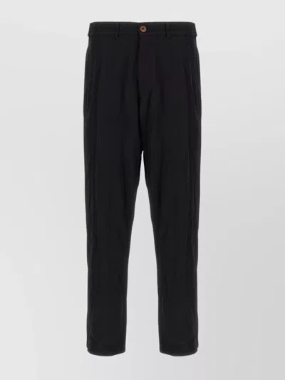 Comme Des Garçons Front Pleated Trousers With Back And Side Pockets In Black
